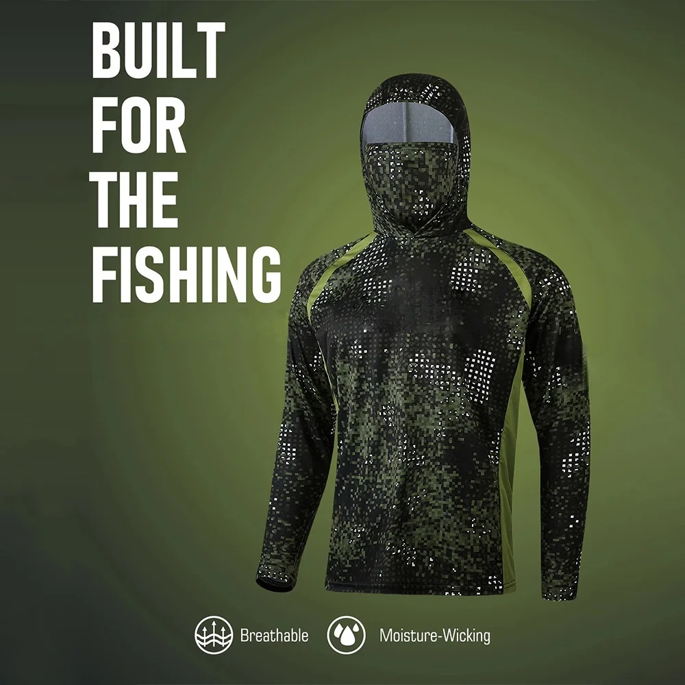 Fishing Shirt Uv Protection - เสื้อผ้าสำหรับตกปลา เสื้อฮู้ดสำหรับตกปลา เสื้อยืดแขนยาวสำหรับตกปลา ป้องกันรังสียูวี