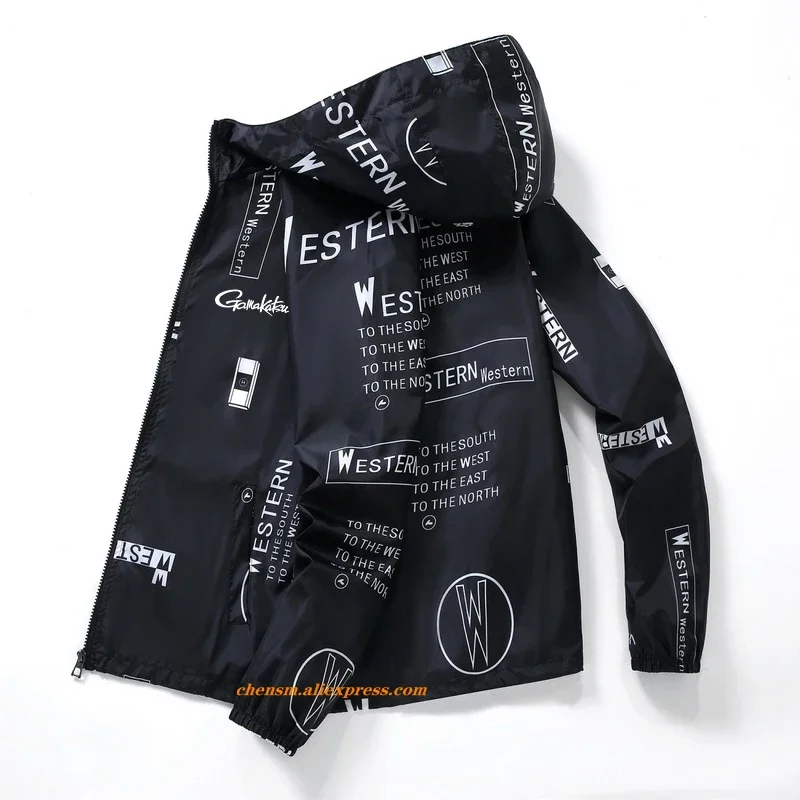 Fishing Rain Suit - Gamakatsu เสื้อตกปลาผู้ชาย, เสื้อตกปลากันแดดกลางแจ้งฤดูร้อนเสื้อแจ็คเก็ตตกปลามีฮู้ดป้องกันรังสียูวีระบายอากาศได้