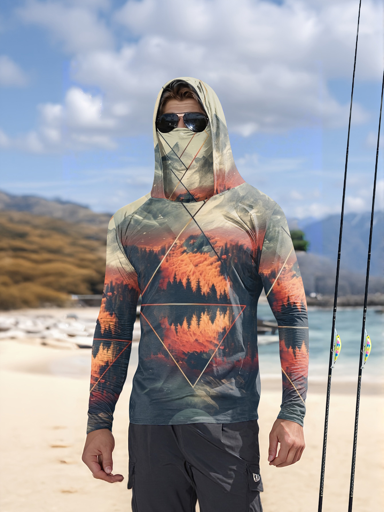 เสื้อฮู้ดตกปลาสำหรับผู้ชายแบบก - Fishing Mask Sun Protection บทวิจารณ์และราคา