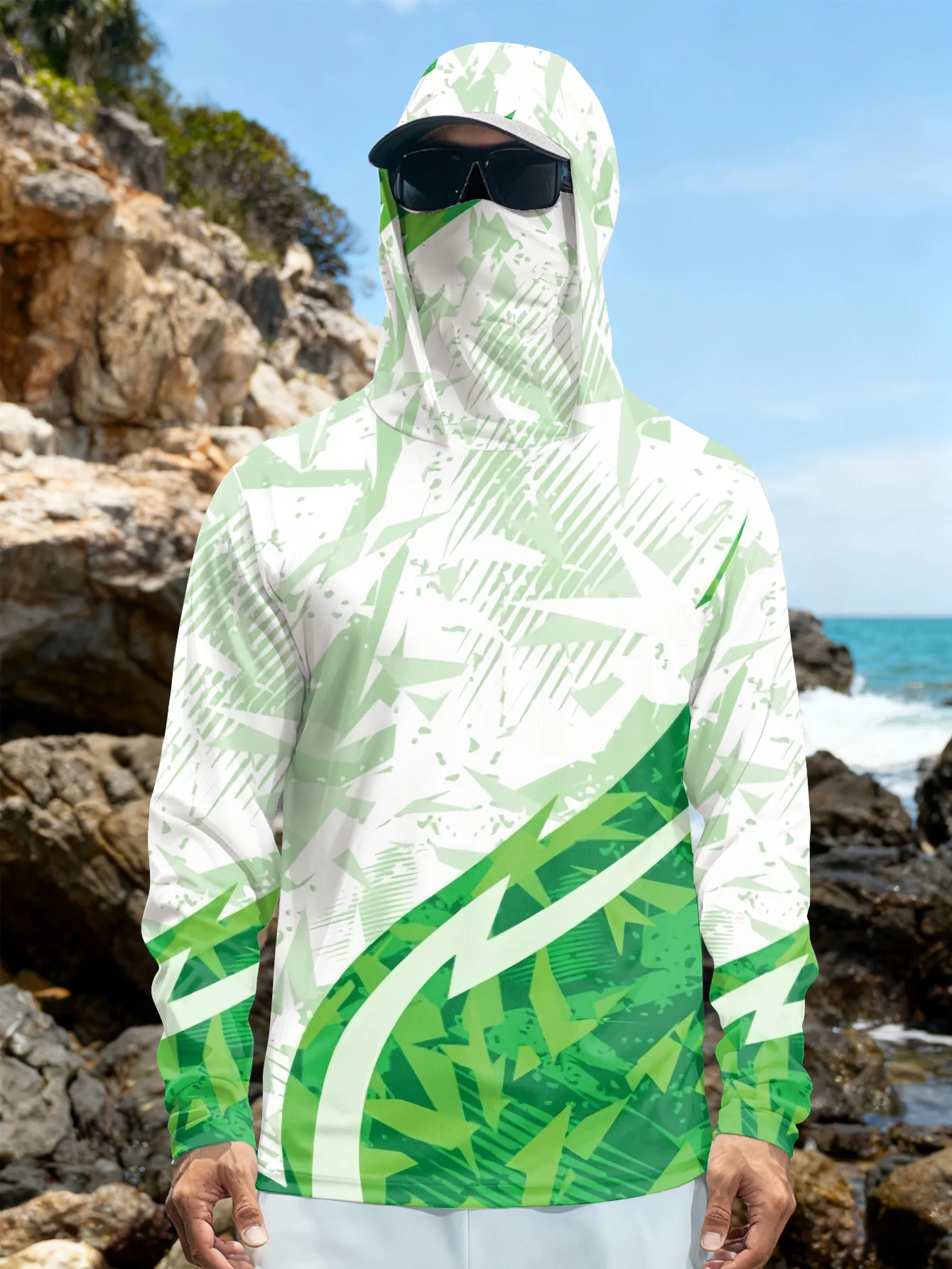 เสื้อตกปลาผู้ชาย มีฮู้ด ป้องกั - Fishing Mask Sun Protection บทวิจารณ์และราคา