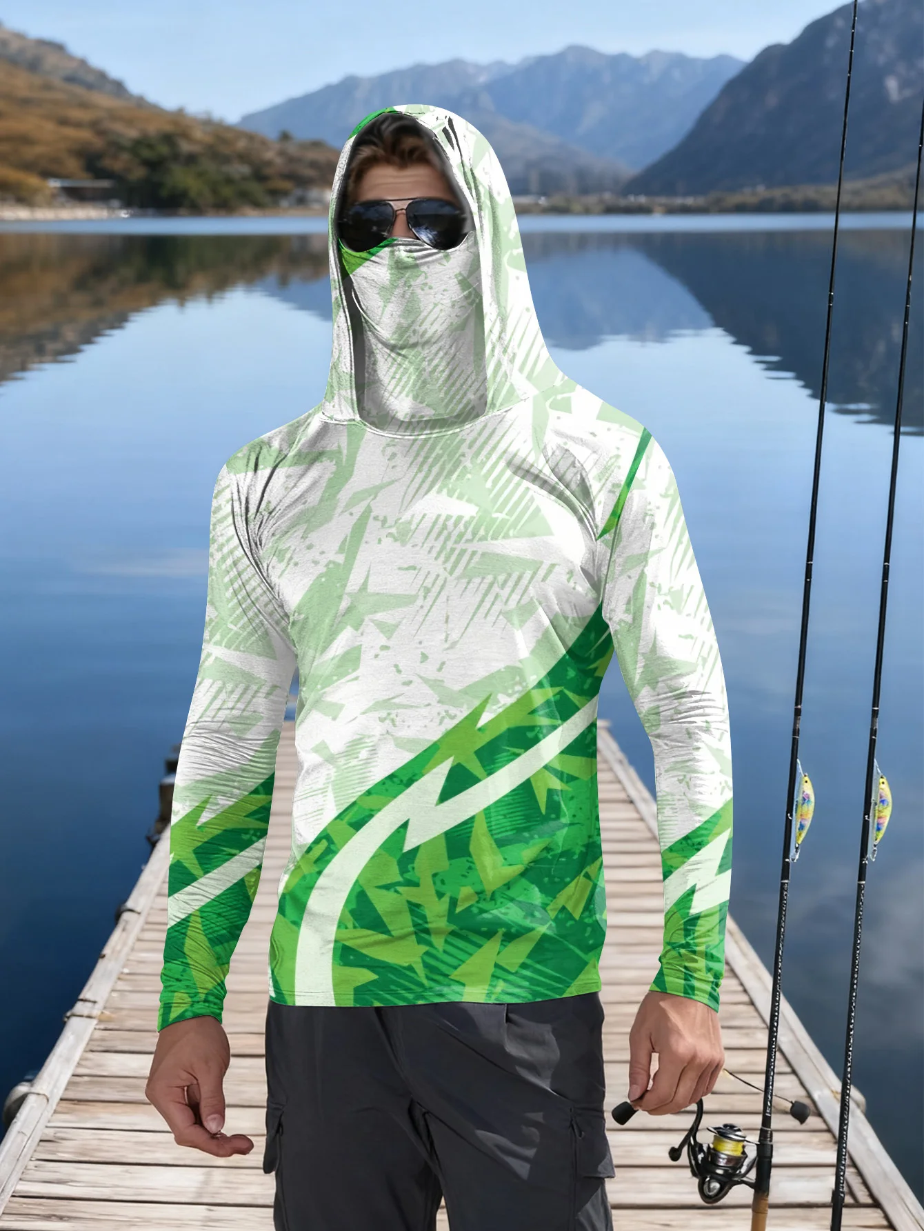เสื้อตกปลาผู้ชาย มีฮู้ด ป้องกั - Fishing Mask Sun Protection บทวิจารณ์และราคา