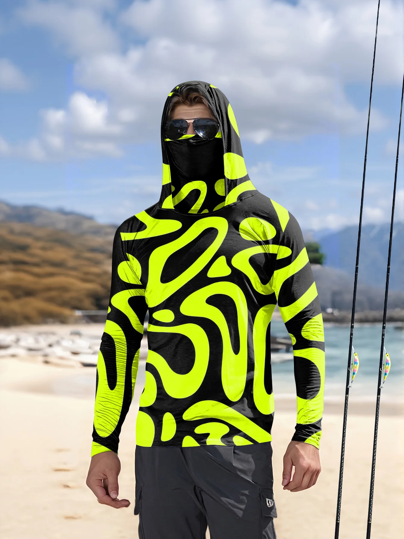 เสื้อเชิ้ตตกปลาสำหรับผู้ชาย ลา - Fishing Mask Sun Protection บทวิจารณ์และราคา